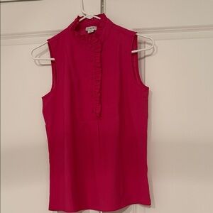 NWT J. Crew Vibrant Pink Ruffle Collar Sleeveless Blouse